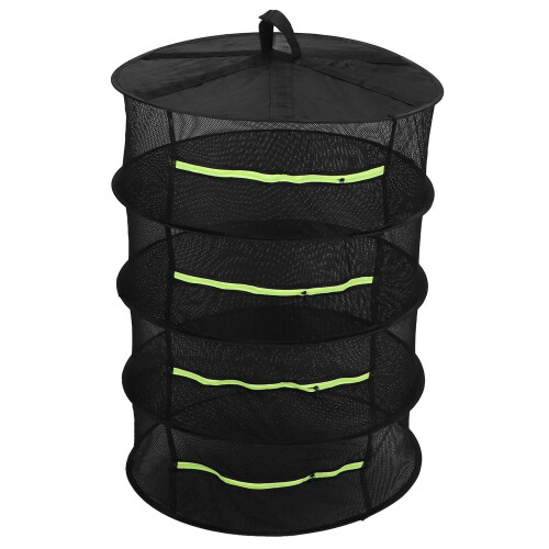 4-Layer Herb Drying Rack with Zippers Foldable Hanging Medicine Dry Mesh Net Black 60cm 1