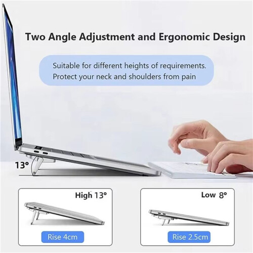 4Pcs Portable Laptop Stand Computer Riser Lift Self-Adhesive Foldable Invisible Notebook Adjustable Height Stand Silver 1