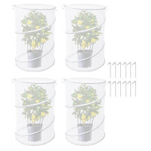 4 Pack Popup Plant Covers Tent From Animals, Insect Barrier Mesh Plant Guard Cover Net Garden Plant Protectors White