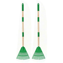 2 kinderharken met houten handvat - 86 cm lichte plastic tuinhark geschikt voor bladeren, veilig te