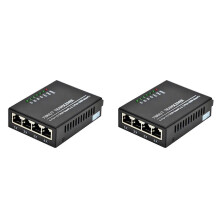 2X 10/100M 2 Fiber Ports 4 RJ45 Port Fiber Media Converter 1310nm/1550nm Single Mode Simplex 20km SC US PLUG