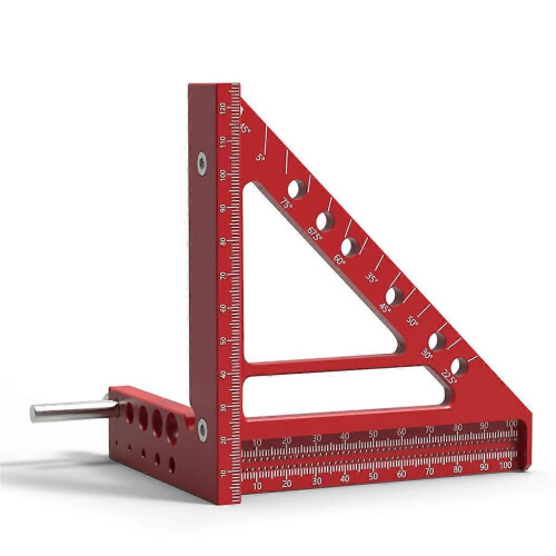 5-Inch Triangular Hole Ruler Aluminum Alloy Marking Ruler Square Building Frame Tools Woodworking Measuring Ruler,B