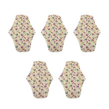 5pcs Reusable Bamboo Charcoal Menstrual Pads, Super Absorbent Floral Printed Sanitary Pads for Women