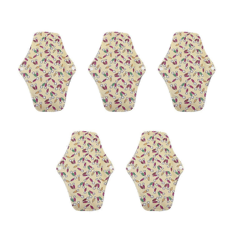 5pcs Reusable Bamboo Charcoal Menstrual Pads, Super Absorbent Floral Printed Sanitary Pads for Women