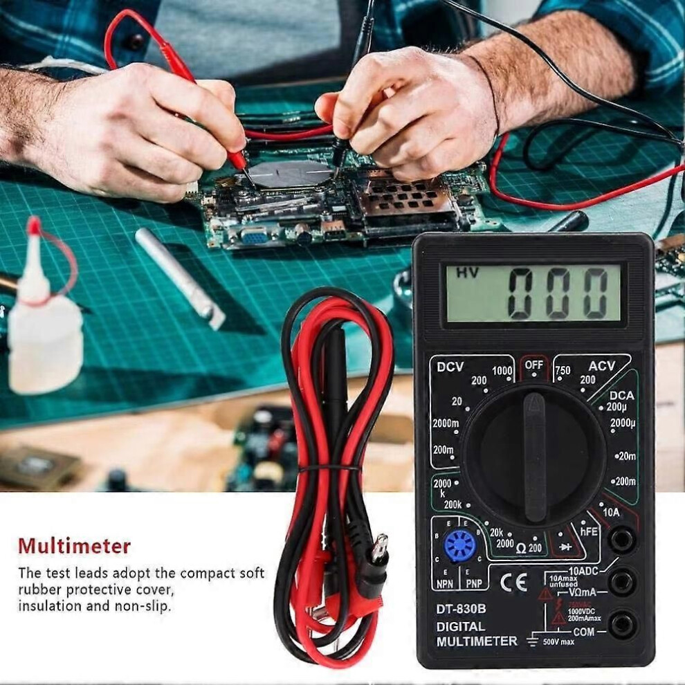 DT830B DC/AC LCD Digital Multimeter 750/1000V Voltmeter Ammeter Ohm ...