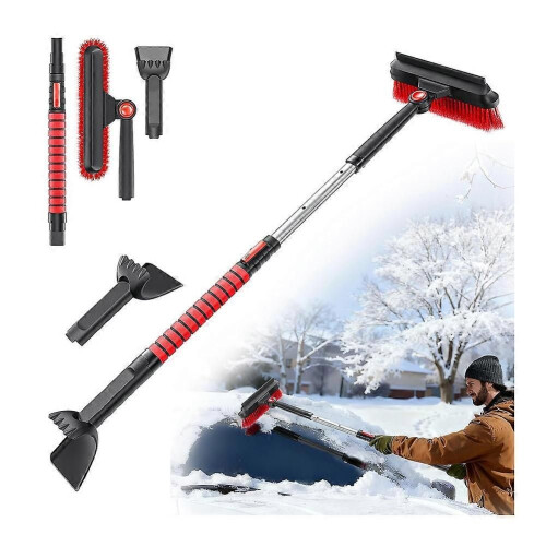 Ice Scrapers for Car Windshield,Brush and Ice Scraper with Squeegee, Extendable Aluminum Handle 1