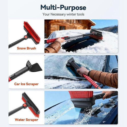 Ice Scrapers for Car Windshield,Brush and Ice Scraper with Squeegee, Extendable Aluminum Handle 2