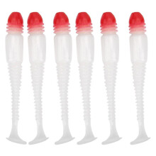 12pcs Soft Silicone Fishing Lures Shrimp Smell Artificial Bait Red Head White Body