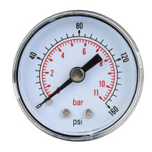 Mechanisches Manometer für Luft, Öl und Wasser, 1/8 Zoll BSPT-Rückanschluss (0-160 psi 0-11 bar)