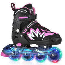 Patines en línea ajustables para niños con ruedas luminosas. Sistema de cierre triple seguro. Compatibles