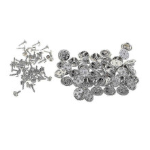 50 set di fermagli a farfalla in metallo argentato, per distintivi, cappelli, cravatte e risvolti.