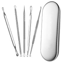 5Pcs Blackhead Remover Tool Kit, Professional Stainless Steel Pimple Popper Comedone Extractor Set