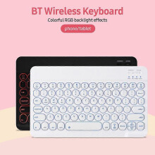 0301D Wireless BT Keyboard Ultra-thin Mini Round Keycap 78 Key Backlight Keyboard for Android/Windows/iOS Tablet/Laptop Black
