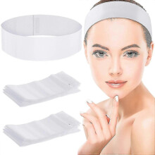 100 Pcs Disposable Spa Facial Headbands for Women & Girls - Salon Use, White