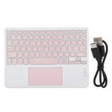 10-inch Ultra-Slim Wireless Keyboard with Touchpad and RGB Backlit Quad Keys, Ideal for Office and Home, Pink