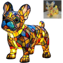 Cute French Bulldog LED Night Light, Stained Resin Dog Table Lamp, Pet Themed Art Decor for Home & Bedroom