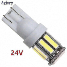 10 Pcs 24V LED T10 7014 10 SMD W5W 194 168 7020 Coin Bials Lamp Parking Light Plate - White