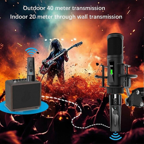 XLR Wireless Microphone Transmitter Receiver 2.4Ghz Microphone Wireless System Rechargeable Wireless Mic Audio Adapter A 1