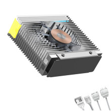 ARGB M.2 2280 SSD-Koellichaam met 50 mm PWM Dubbele Ventilator M.2 SSD-Radiatorkoeler Harde Schijf-Koellichaam voor M2 Desktop PC, B