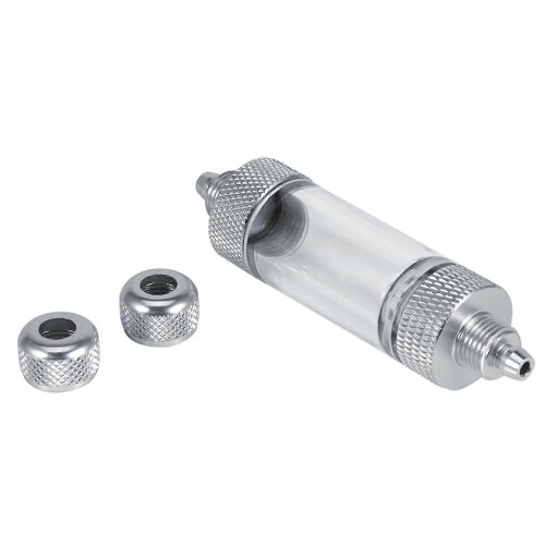 Aquarium CO2 Bubble Counter Double Head 8.2x2cm Silver CO2 Regulator Tool