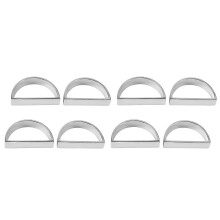 Set med 8 silverservettringar, halvcirkelformad för att förhindra missfärgning och rost, för bröllop,