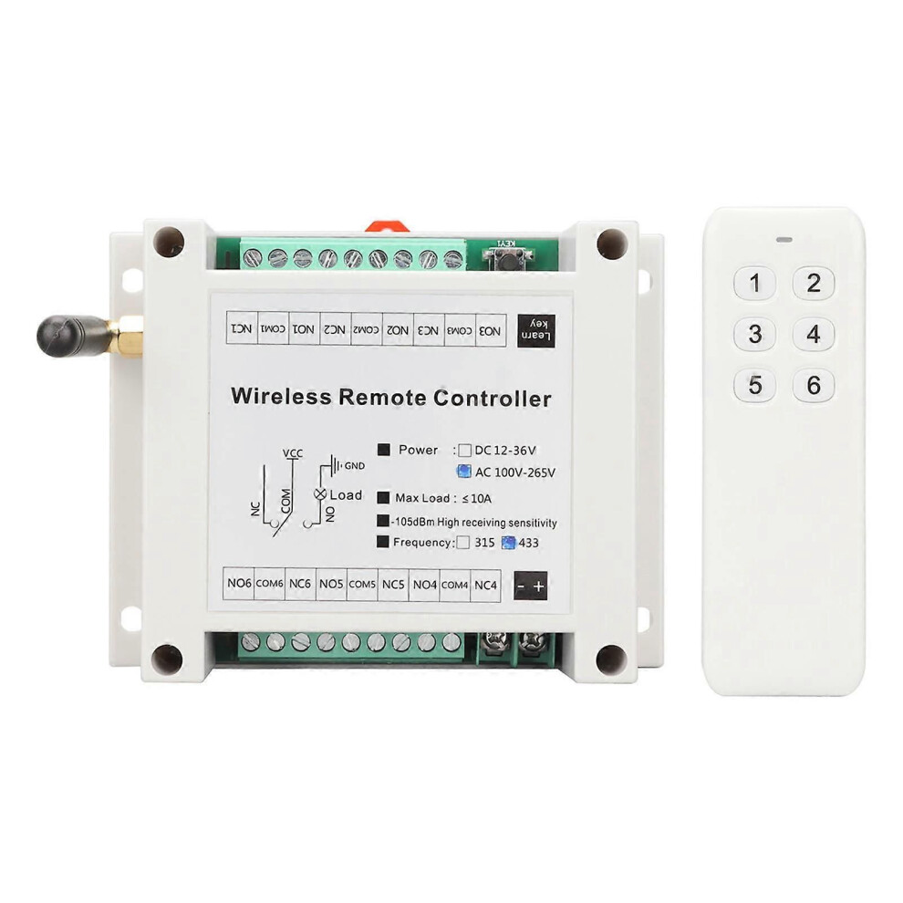 Remote Control Module, 6 Channel 433Mhz Relay Switch Board Ac 100-265V 9409192967046