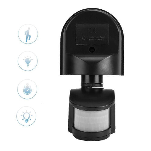Waterproof Automatic PIR Motion Sensor Switch for Outdoor Security Wall Light 110-240V Black 2