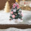 14-inch Flocked Tabletop Christmas Tree with LED Lights and 5