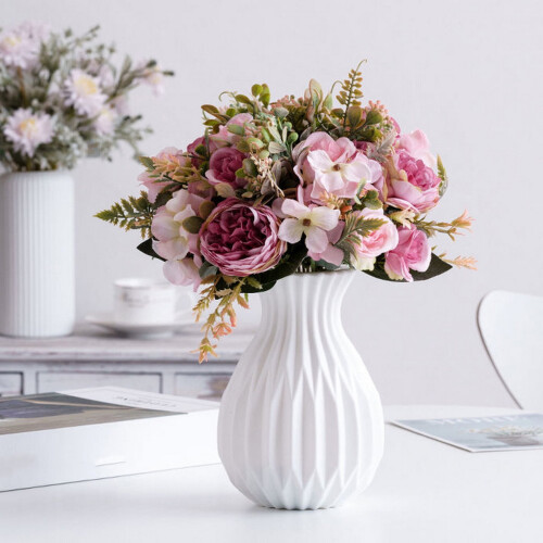 Vaso de flores elegante em camadas, de plástico, 17 cm 1