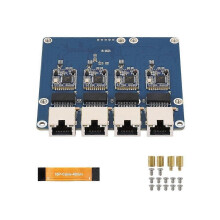 PCIe to 4-Channel Ethernet Adapter Board for Raspberry Pi 5 Driver-Free Plug and Play for Raspberry Pi OS 2.5G