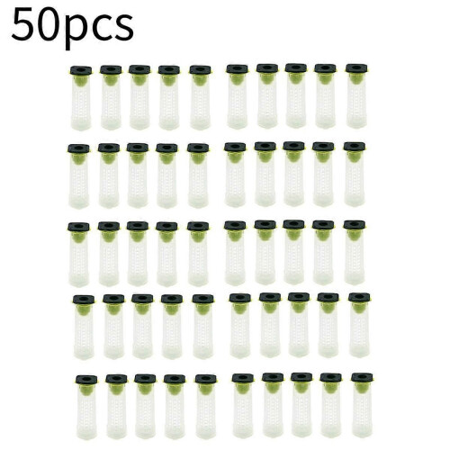 50 PCS Queen Bee Roller Cage - Plastic Beekeeping Queen Cup Kit Queen Bee Roller Cage Back Cup Hold 1