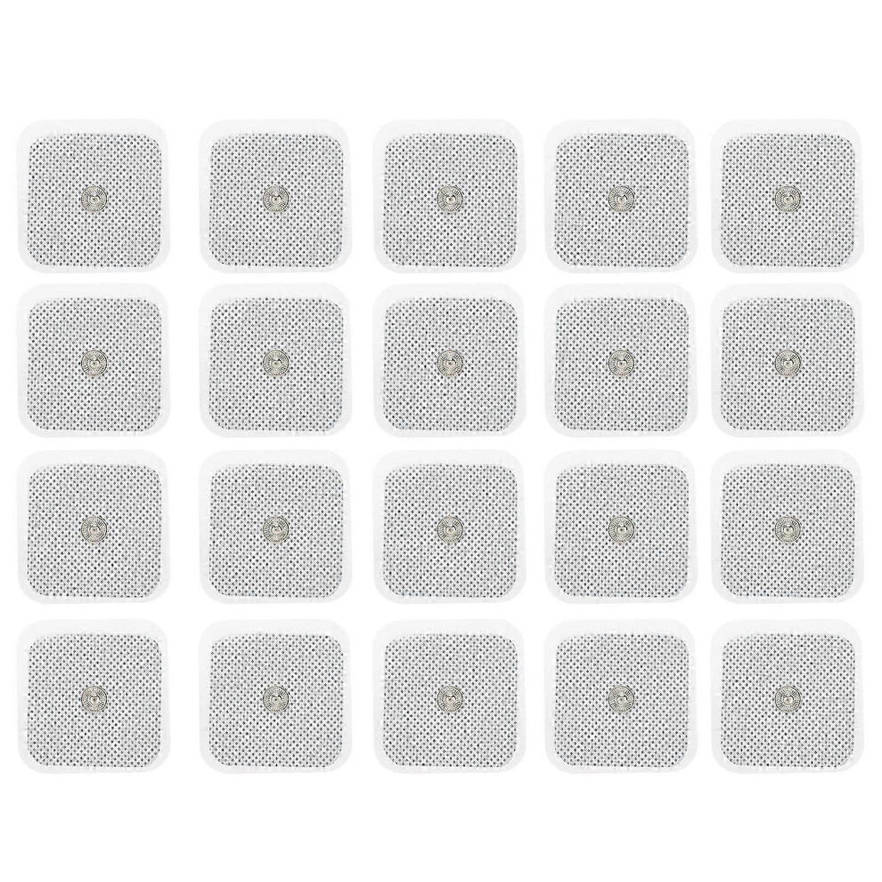 20-Pack Reusable Electrode Pads, 4x4cm, for TENS and EMS Muscle Stimulators