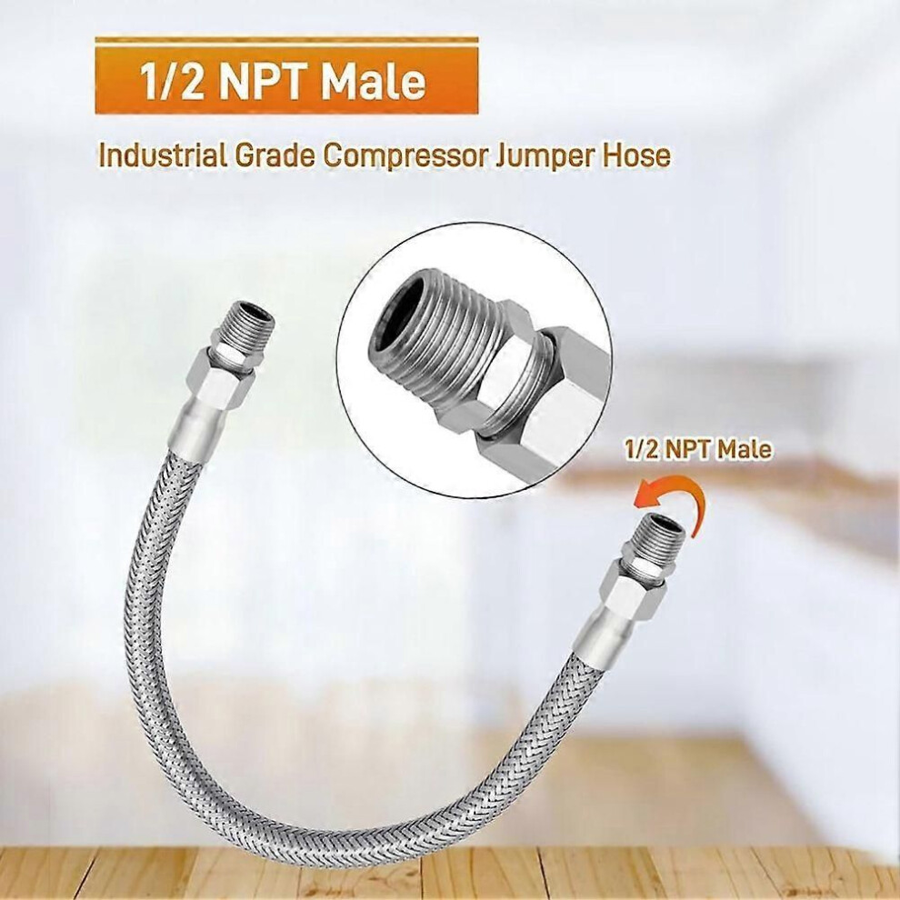 Industrial Grade Compressor Jumper Hose,With Male 20Inch Length 450 Psi &750F,And Male Adapters 3/4Inch 9409192880161