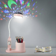 Kids Desk Lamp with Pen Holder, Dimmable Rechargeable LED Reading Lamp for Bedside