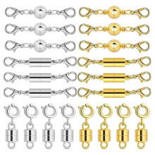 20 Pcs Magnetic Necklace Clasp and Closures, 14K Gold and Silver, Strong Magnet Jewelry Connectors