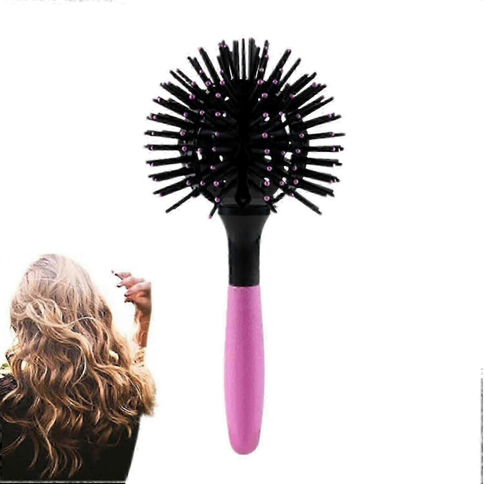 3D Bomb Curl Hair Brush 360 Round Styling Tool for Wet & Dry Hair - Salon Curling Comb