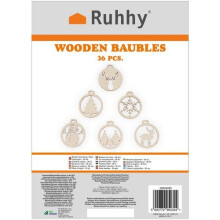 Houten kerstballen - 36st Ruhhy 24855