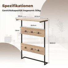 Wandkapstok met plank & 6 haken wandplank industriële kapstok kledingstang