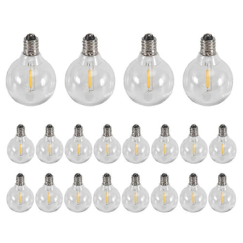 20 Pcs G40 LED Replacement Bulbs E12 Screw Base Shatterproof Globe Lights for Solar String 1
