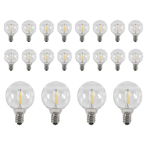 20 Pcs G40 LED Replacement Bulbs E12 Screw Base Shatterproof Globe Lights for Solar String 2