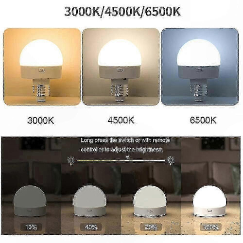 2-Pack E27 Rechargeable LED Bulbs, Remote Control, 3 Color Temperatures, Timer Function for Home Desk Lamps 1