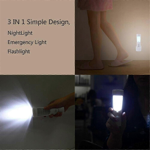 4-in-1 Motion Sensor Wall Light, Power-Off LED Night Light Flashlight, Rechargeable Emergency Light with EU Plug 1