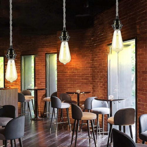 2 Pack Hemp Rope Pendant Lights with Switch, 4.5m Cable, E27 Socket for Kitchen, Dining Table, Bar, Hall (No Bulb Included) 1