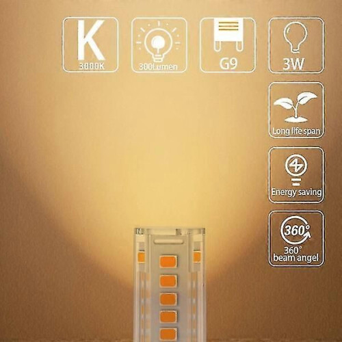 Λαμπτήρες LED G9 Θερμό Λευκό 3000K, 3W 300LM, 10 τεμάχια, Χωρίς Τρε 2