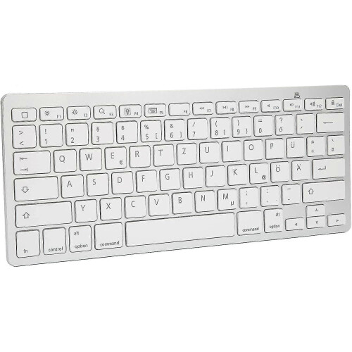Wireless German Keyboard, Universal Silent Slim Bluetooth Keyboard for iOS, Portable Computer Keyboard
