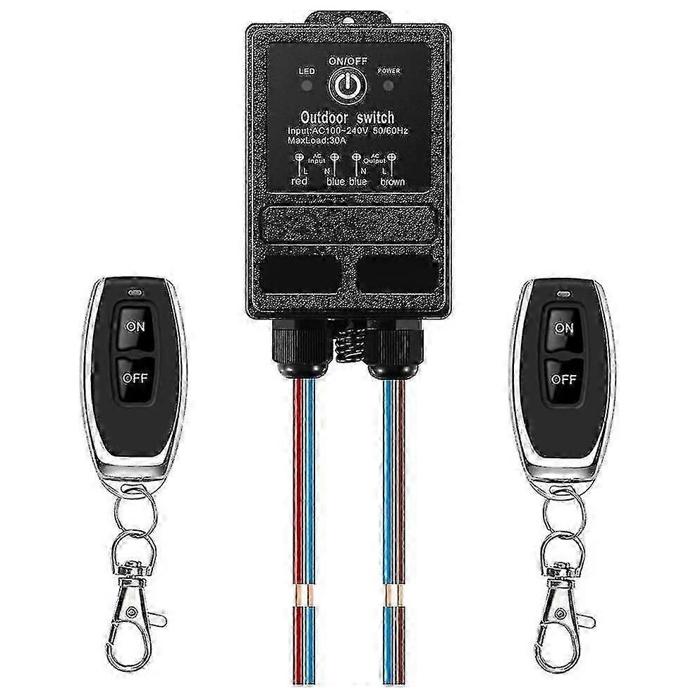 2024 Ip65 Waterproof Wireless Remote Switch, 110V-240V Ac Rf Remote Control, 40A Relay, 328Ft Range, Long Beam 9409192920447