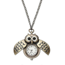 Collana con ciondolo a forma di gufo vintage e orologio da tasca compatibile con donna - Collana con