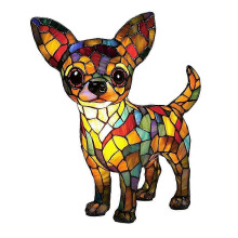 Retro Dog-Themed Night Light - Stained Resin Table Lamp, Artistic Pet-Inspired Decor for Home or Office Use