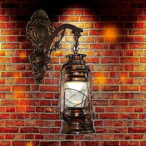 Vintage LED Φωτιστικό Τοίχου Barn Lantern Ρετρό Φωτιστικό Τοίχου με Λάδι Άνθρακα 1
