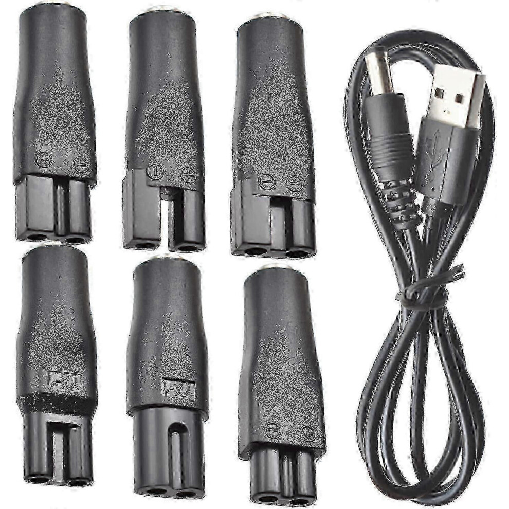 5V USB Power Cord 7-Pack for Hair Clippers, Beard Trimmers & Shavers - Replacement Charger Adapter for Beauty Tools SZRH